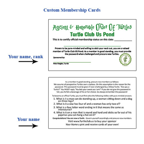 Custom Turtle Club Us Membership Cards - Turtle Club Us