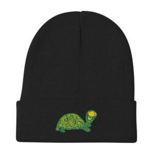 Old School Turtle Embroidered Beanie