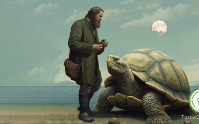 Traveler meets Turtle by Sea